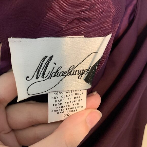 Michaelangelo Plum Bridesmaid Dress W/ Draped Neck & Train Plus Size 20 - Picture 4 of 5